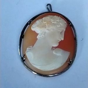 Antique Cameo Silver Pendant